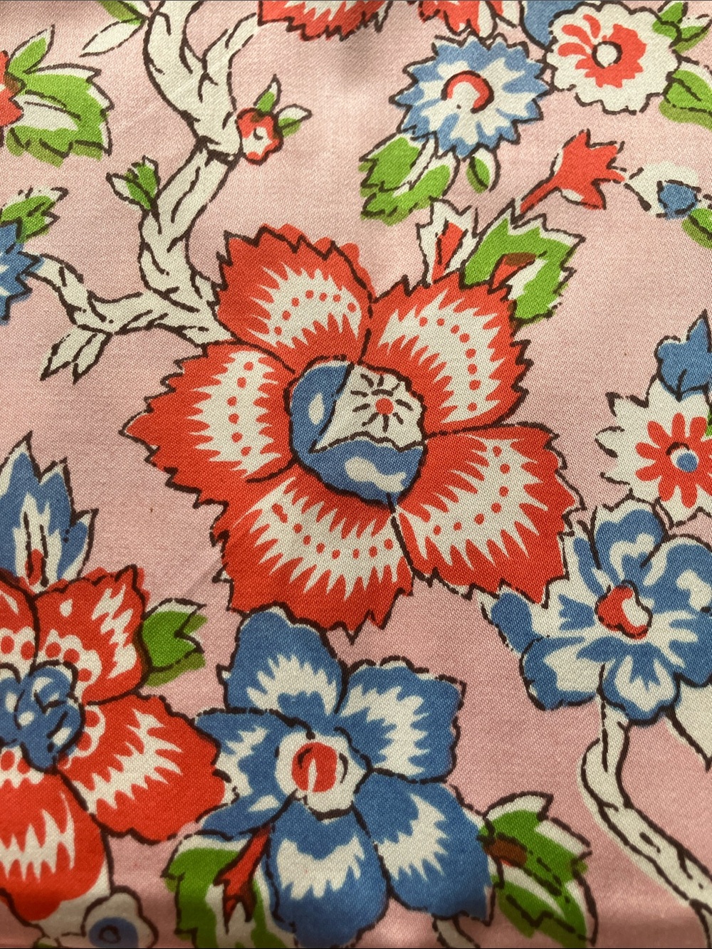 Vintage pink floral fabric by Kent Bragaline